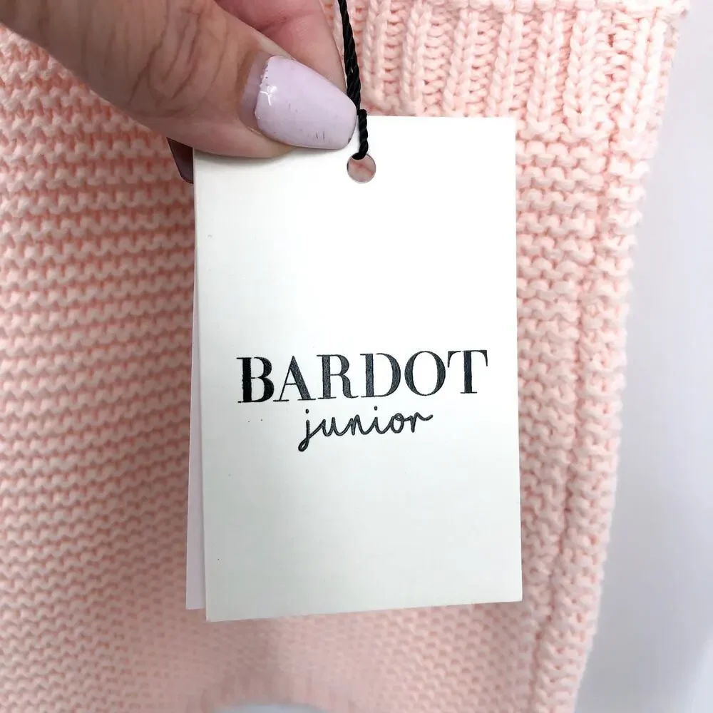 BARDOT Baby Girl Andi Knit Dress 12-18 Months Peach Pink Halter Neck NWT